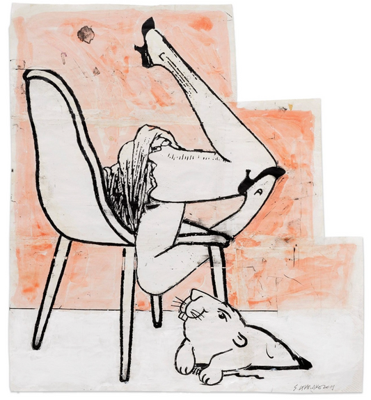 Steve Gianakos⁠, 2001,⁠ They were married in 1996. Mixed media on paper⁠ (Semiose Galerie)